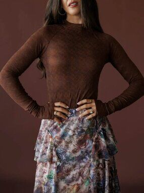 Promesa Lace Mockneck Top, Size Small